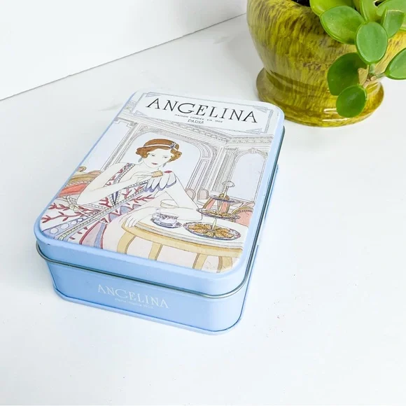 ANGELINA PARIS Art Deco Biscuit Tin Roaring 20s French Vintage Decor Collectible - Picture 2 of 7